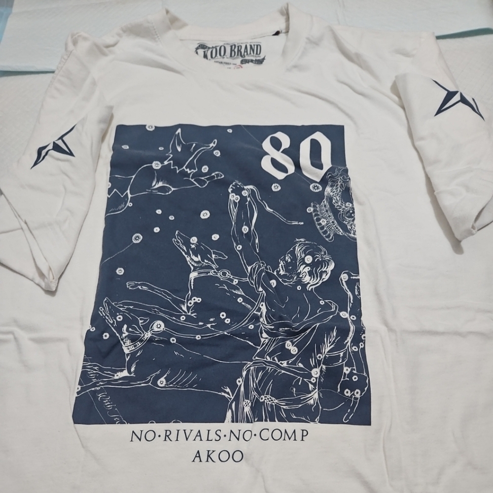 A.K.O.O Mens Graphic T-shirt King Of Oneself White and Blue Graphic Tee 3XL